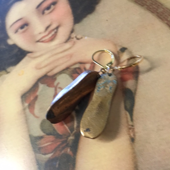 Vintage Brass Tiny Ballerina Slipper Earrings - Picture 4 of 6